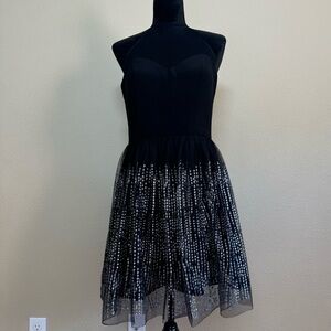 Blondie Nites dress women 11 mesh halter fit & flare glitter black